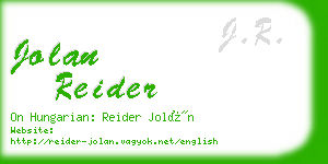 jolan reider business card